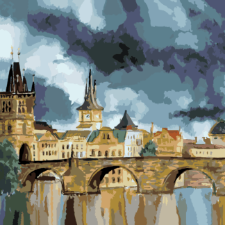 Malování podle čísel - KARLŮV MOST V BOUŘI Rozměr: 40x50 cm, Rámování: bez rámu a bez vypnutí plátna