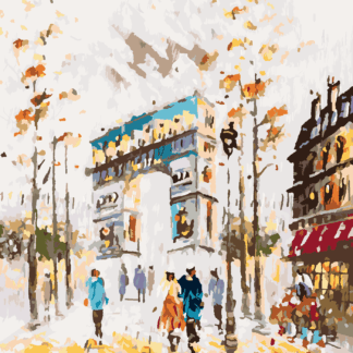 Malování podle čísel - VÍTĚZNÝ OBLOUK KRESLENÝ Rozměr: 80x100 cm, Rámování: vypnuté plátno na rám