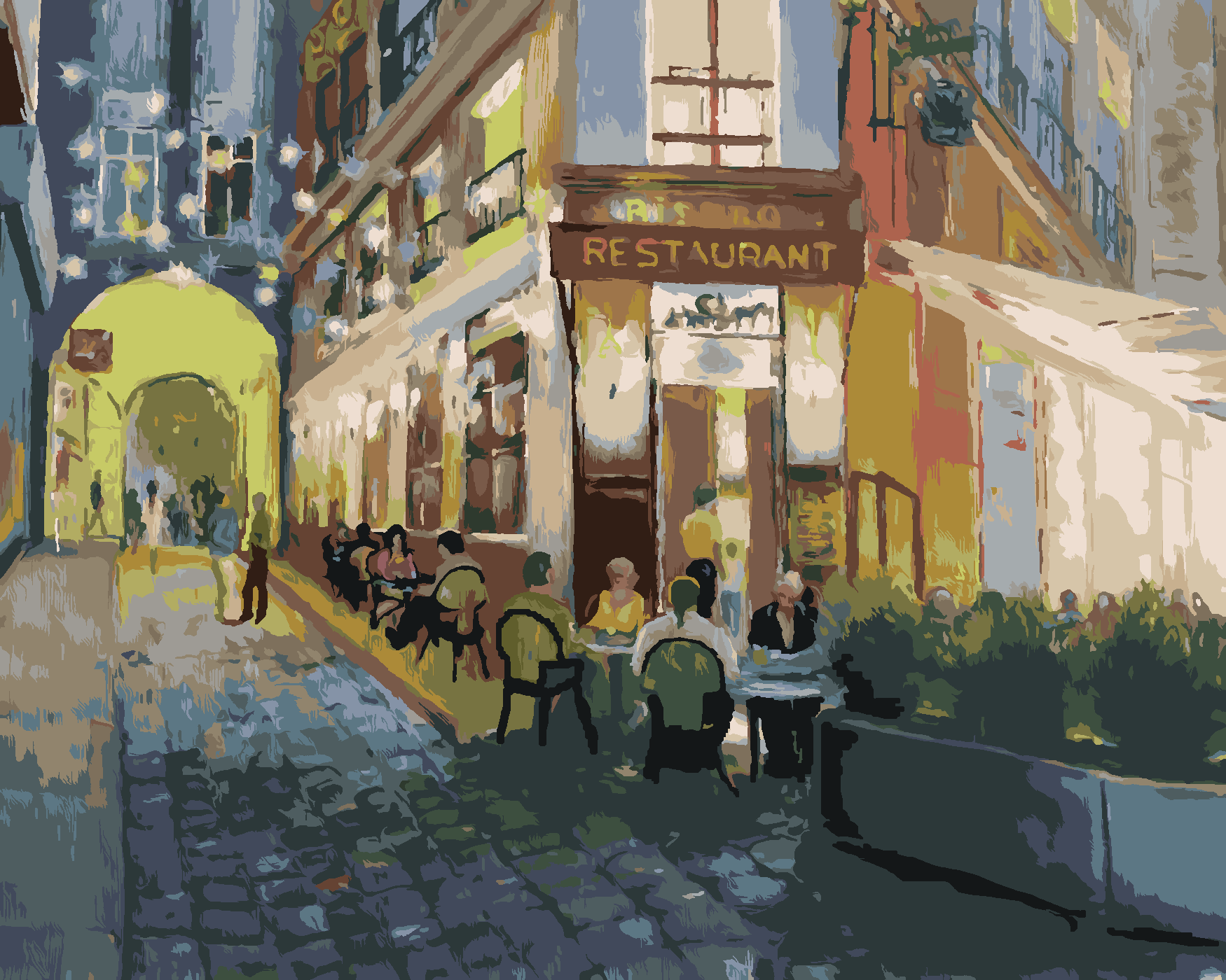 Malování podle čísel - RESTAURACE V PAŘÍŽI Rozměr: 40x50 cm, Rámování: bez rámu a bez vypnutí plátna
