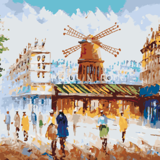 Malování podle čísel - MOULIN ROUGE V PAŘÍŽI Rozměr: 80x100 cm, Rámování: bez rámu a bez vypnutí plátna