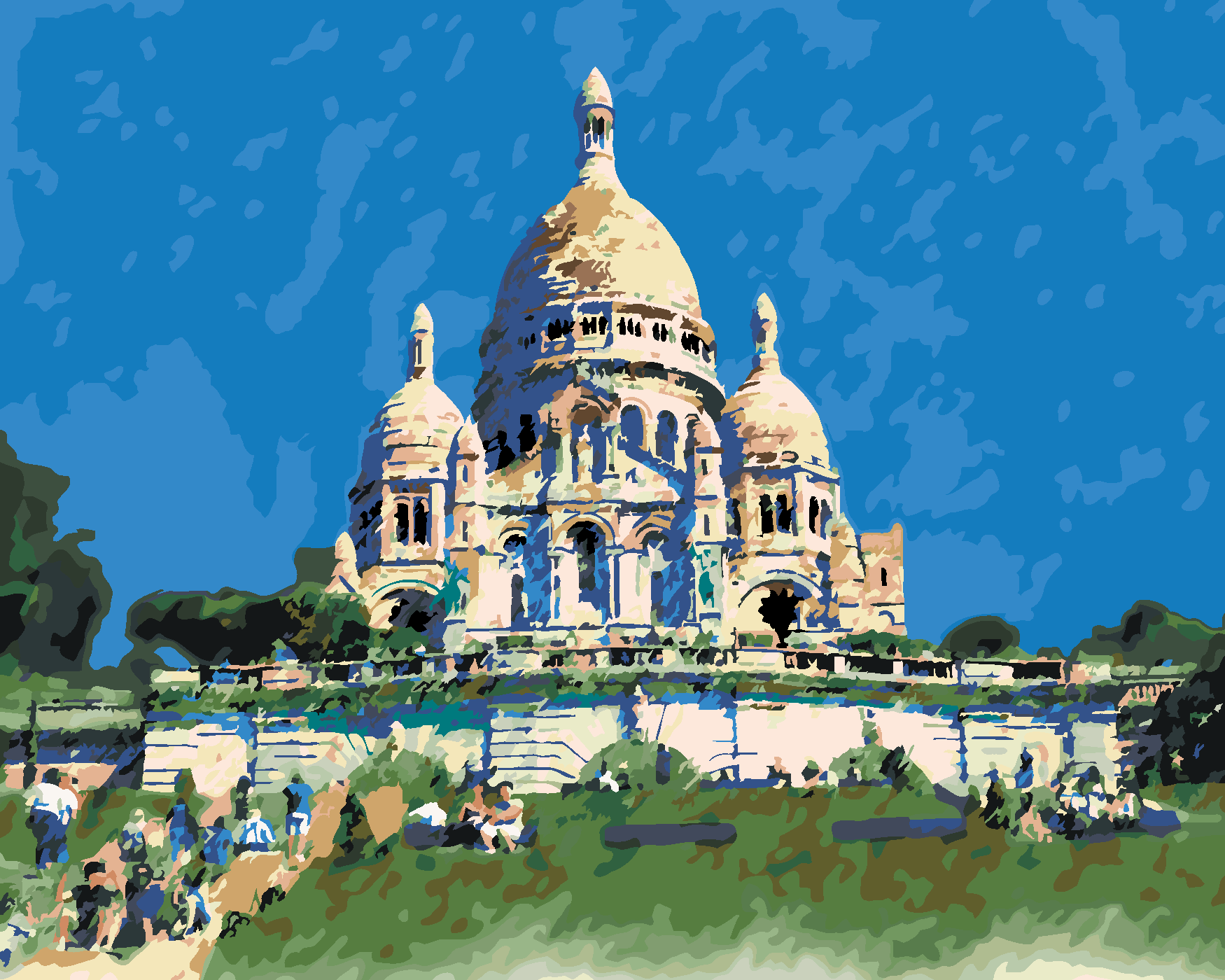 Malování podle čísel - SACRE COEUR V PAŘÍŽI Rozměr: 80x100 cm, Rámování: bez rámu a bez vypnutí plátna