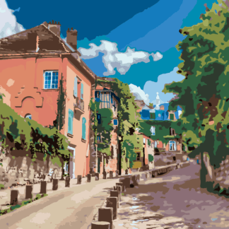 Malování podle čísel - ZELENÁ ULIČKA V PAŘÍŽI Rozměr: 40x50 cm, Rámování: bez rámu a bez vypnutí plátna