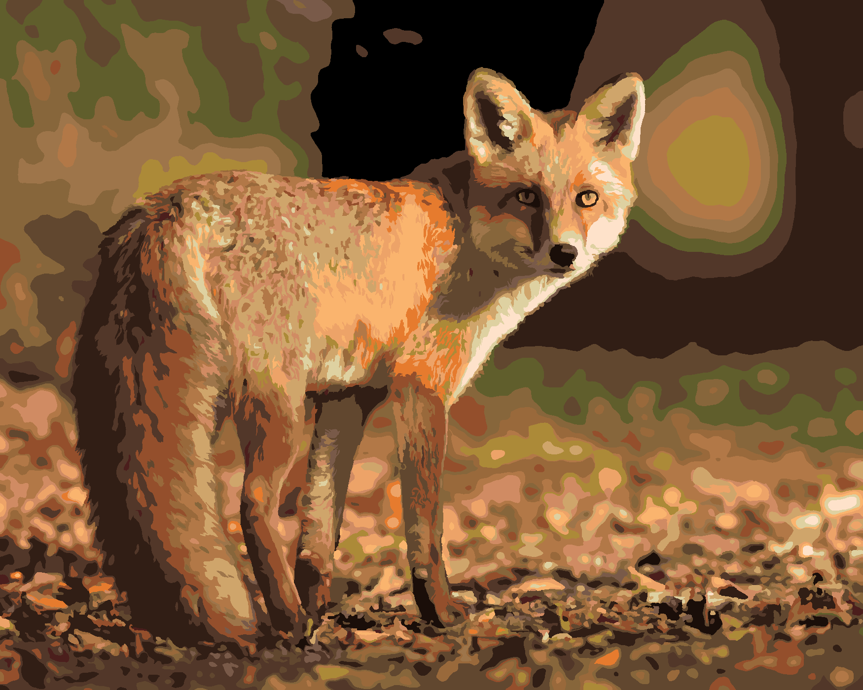 Malování podle čísel - LIŠKA A PODZIM Rozměr: 80x100 cm, Rámování: bez rámu a bez vypnutí plátna