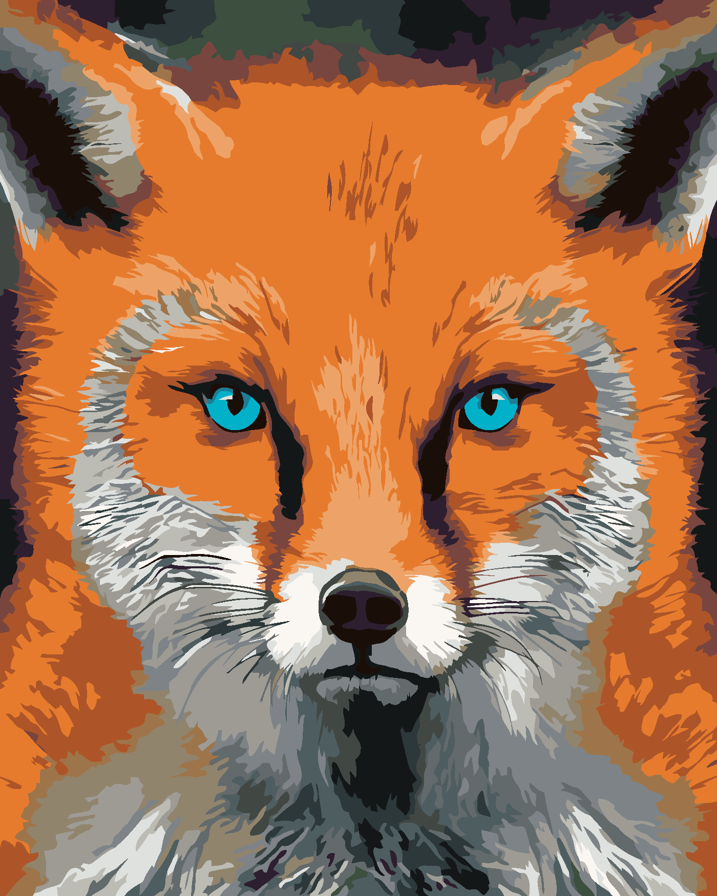 Malování podle čísel - LIŠKA S MODRÝMA OČIMA Rozměr: 80x100 cm, Rámování: bez rámu a bez vypnutí plátna