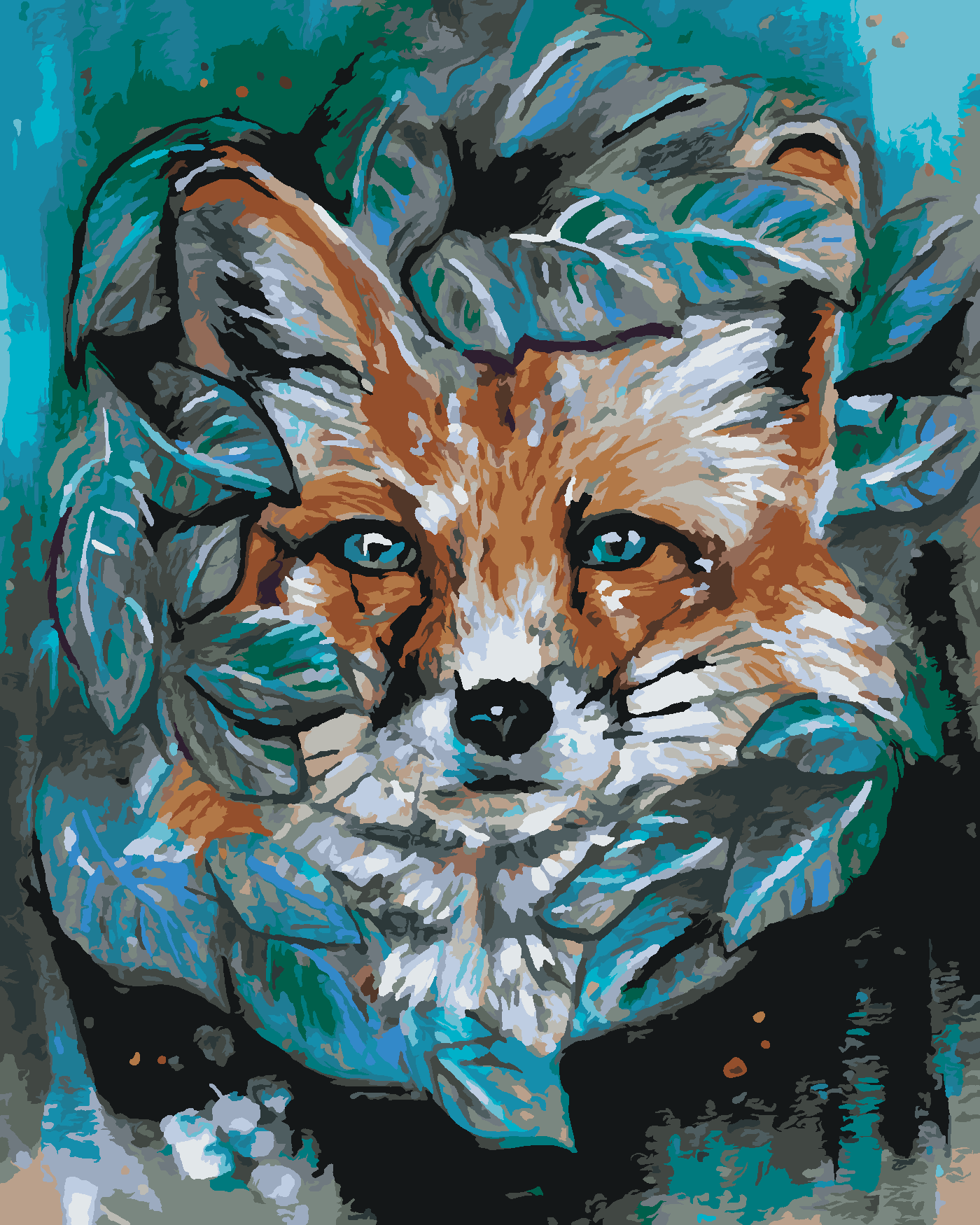 Malování podle čísel - LIŠKA S LISTY Rozměr: 40x50 cm, Rámování: bez rámu a bez vypnutí plátna