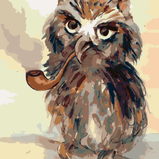 Malování podle čísel - SOVA S FAJFKOU Rozměr: 40x50 cm, Rámování: bez rámu a bez vypnutí plátna
