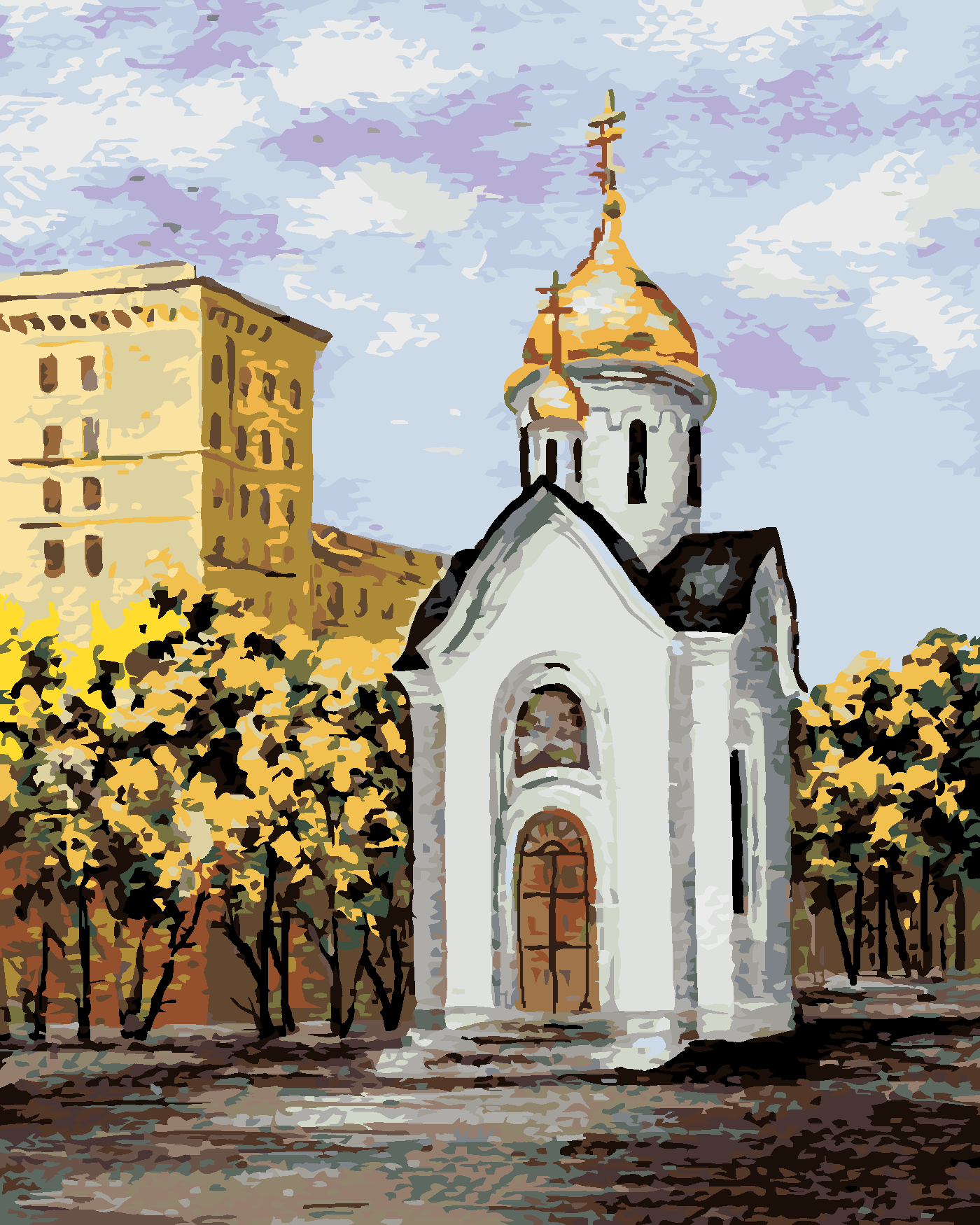 Malování podle čísel - RUSKÁ KAPLIČKA Rozměr: 80x100 cm, Rámování: vypnuté plátno na rám