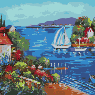 Malování podle čísel - MOŘSKÁ ZÁTOKA Rozměr: 40x50 cm, Rámování: bez rámu a bez vypnutí plátna