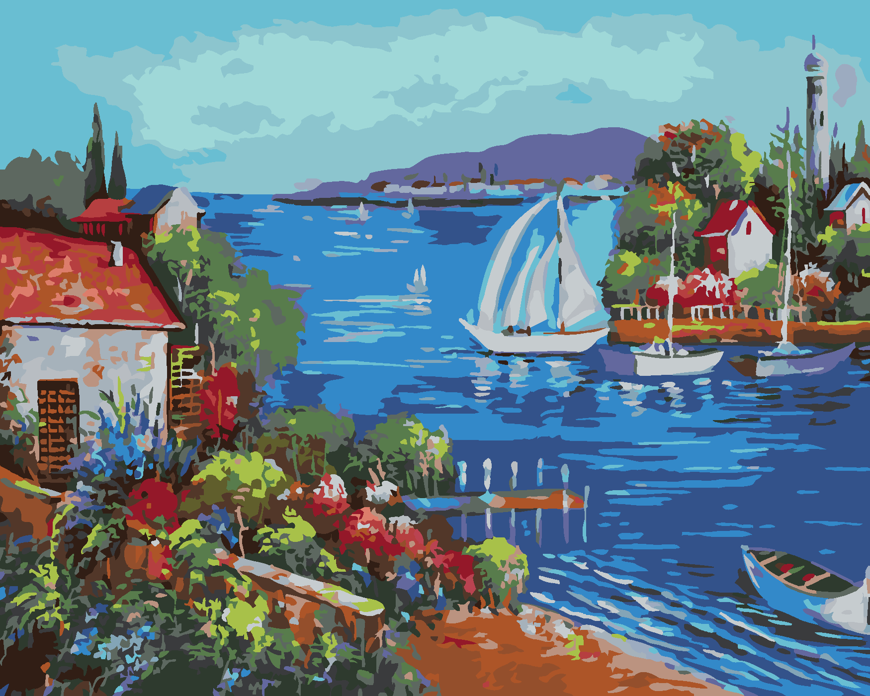 Malování podle čísel - MOŘSKÁ ZÁTOKA Rozměr: 40x50 cm, Rámování: bez rámu a bez vypnutí plátna