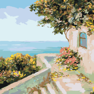 Malování podle čísel - DOMEK U MOŘE Rozměr: 40x50 cm, Rámování: bez rámu a bez vypnutí plátna