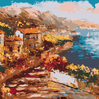 Malování podle čísel - VÝHLED Z ŘECKÉHO PŘISTAVU Rozměr: 40x50 cm, Rámování: bez rámu a bez vypnutí plátna