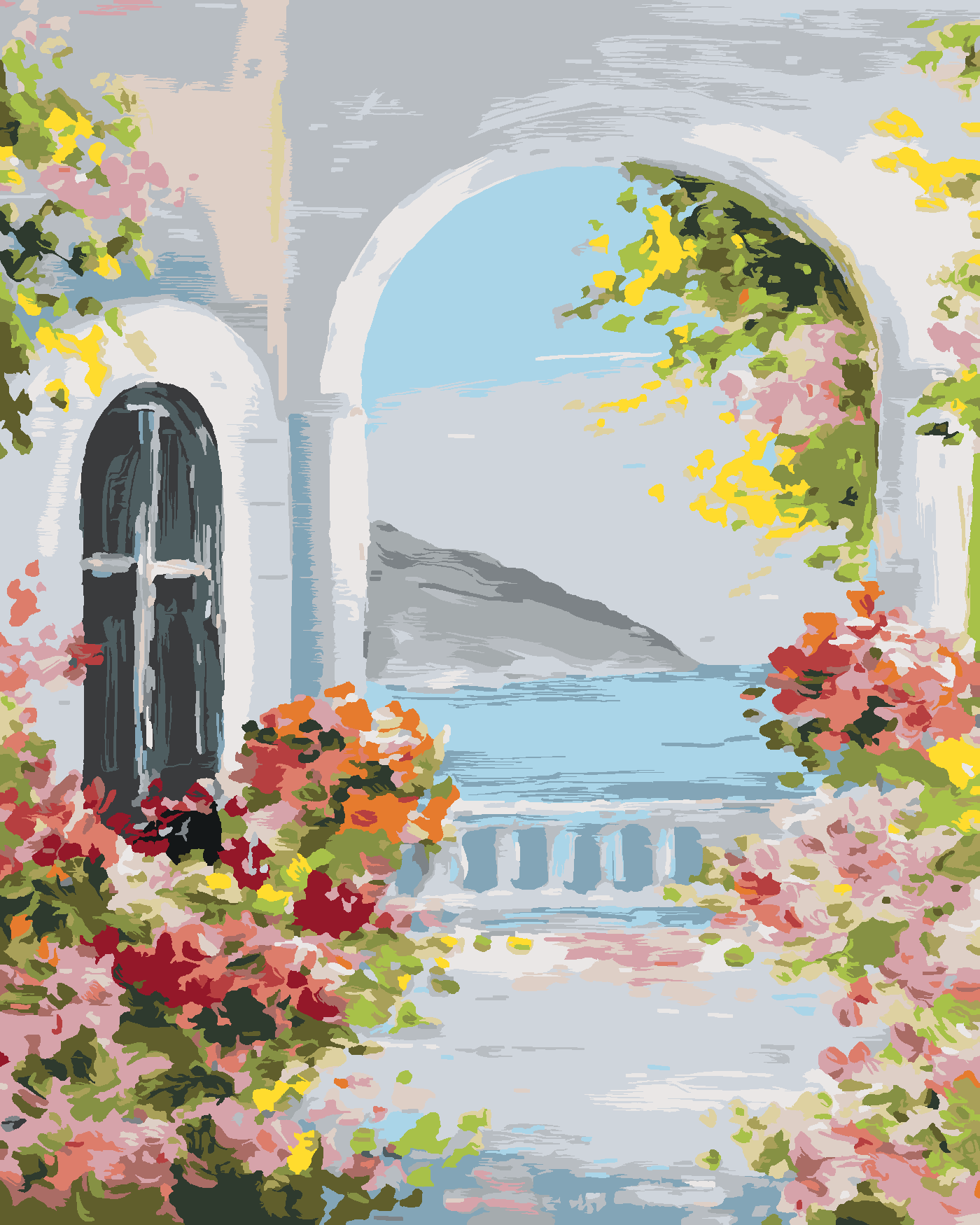 Malování podle čísel - LETNÍ DŮM U MOŘE Rozměr: 40x50 cm, Rámování: bez rámu a bez vypnutí plátna