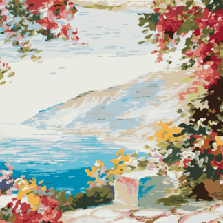 Malování podle čísel - DŮM U MOŘE Rozměr: 80x100 cm, Rámování: vypnuté plátno na rám
