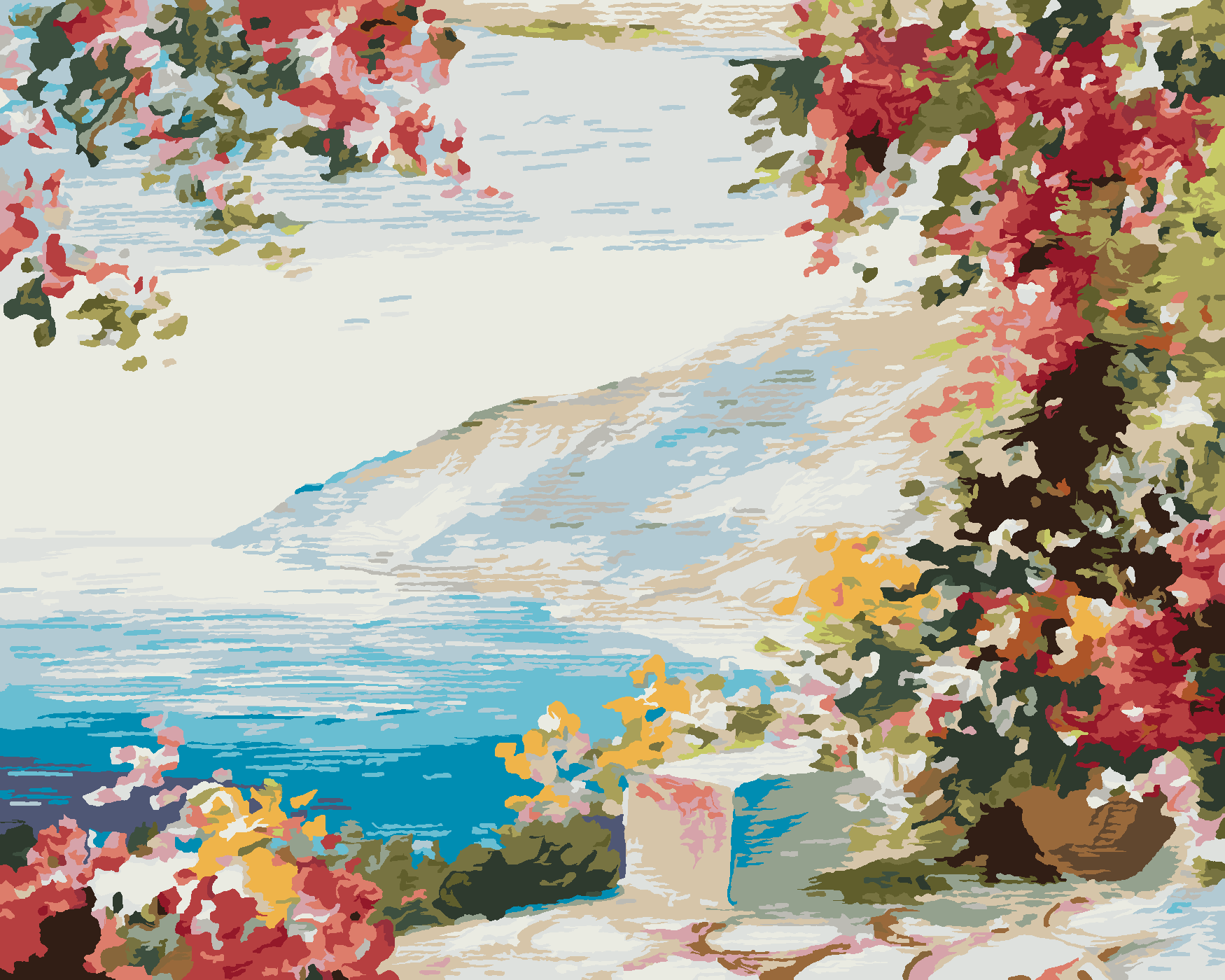 Malování podle čísel - DŮM U MOŘE Rozměr: 80x100 cm, Rámování: vypnuté plátno na rám