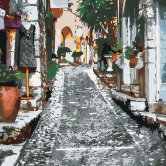 Malování podle čísel - HISTORICKÁ ULIČKA V PROVENCE Rozměr: 80x100 cm, Rámování: bez rámu a bez vypnutí plátna