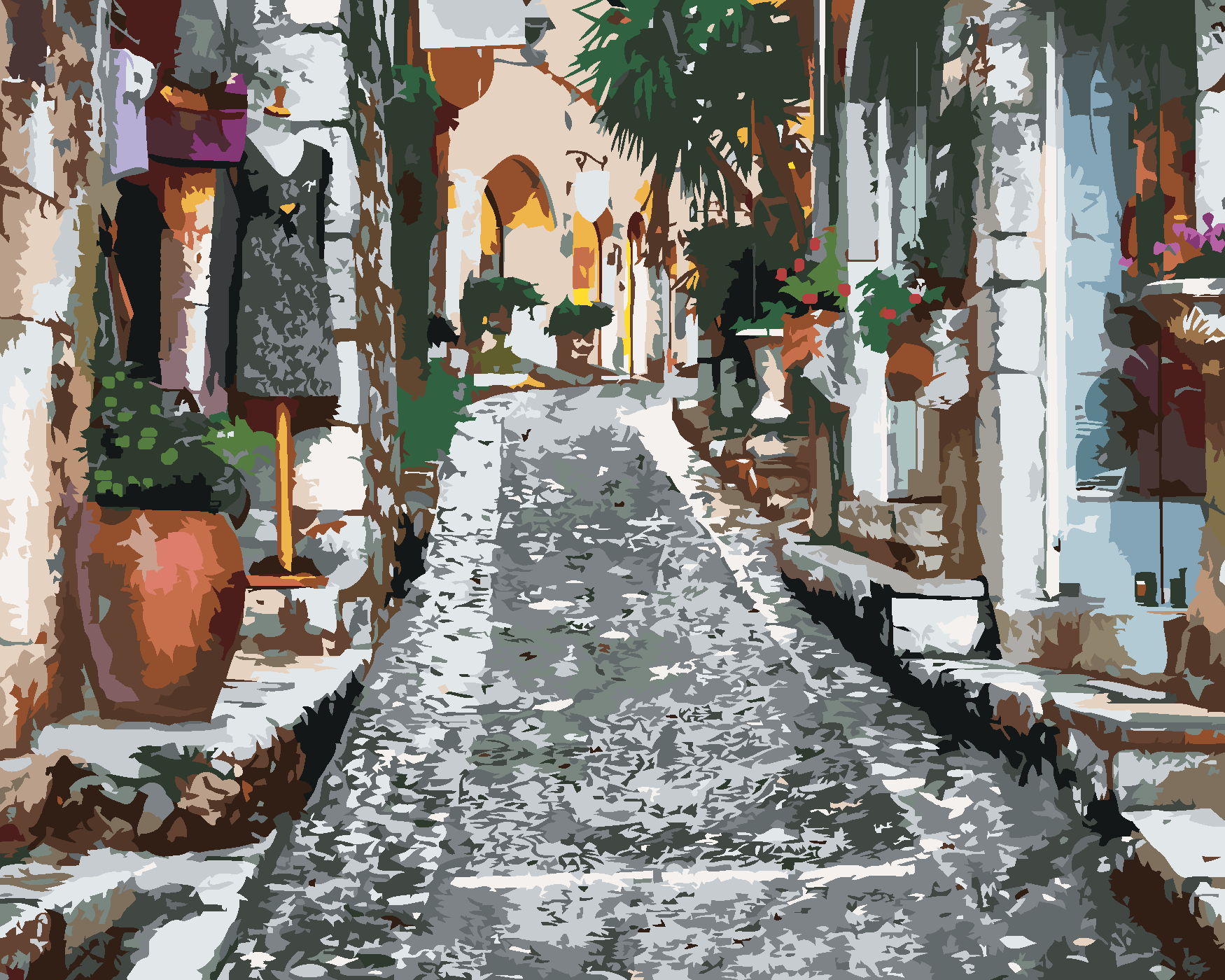 Malování podle čísel - HISTORICKÁ ULIČKA V PROVENCE Rozměr: 80x100 cm, Rámování: bez rámu a bez vypnutí plátna