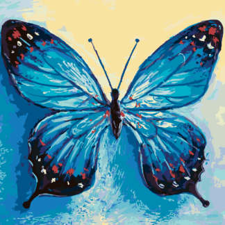 Malování podle čísel - MODRÝ MOTÝL Rozměr: 40x50 cm, Rámování: vypnuté plátno na rám