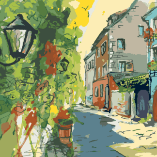 Malování podle čísel - MALÁ MĚSTSKÁ ULIČKA Rozměr: 80x100 cm, Rámování: bez rámu a bez vypnutí plátna