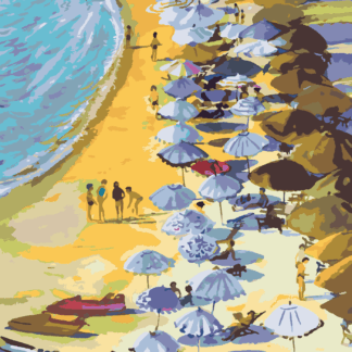 Malování podle čísel - TURISTI NA PLÁŽI Rozměr: 80x100 cm, Rámování: vypnuté plátno na rám