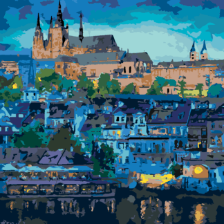 Malování podle čísel - TEMNÁ PRAHA Rozměr: 80x100 cm, Rámování: vypnuté plátno na rám