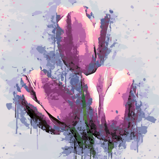 Malování podle čísel - MALOVANÉ TULIPÁNY Rozměr: 40x50 cm, Rámování: bez rámu a bez vypnutí plátna