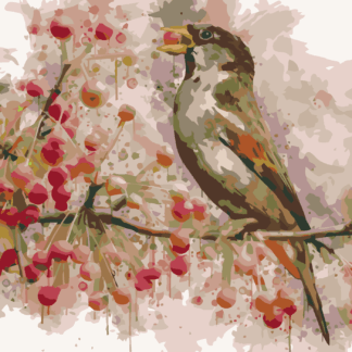 Malování podle čísel - PTÁK A JEŘABINY Rozměr: 80x100 cm, Rámování: vypnuté plátno na rám