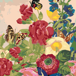 Malování podle čísel - MOTÝLI A PESTRÉ KVĚTINY Rozměr: 40x50 cm, Rámování: vypnuté plátno na rám