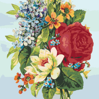 Malování podle čísel - KOLÁŽ KVĚTINY Rozměr: 40x50 cm, Rámování: bez rámu a bez vypnutí plátna