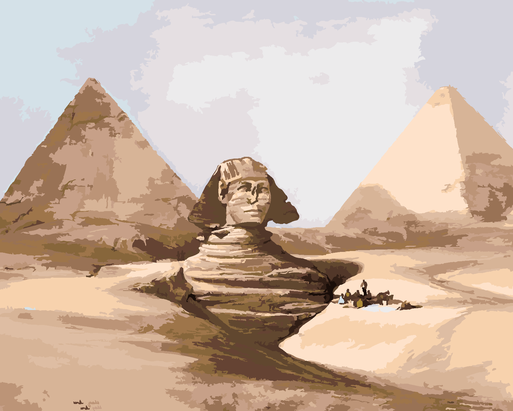 Malování podle čísel - SFINGA A PYRAMIDY EGYPT Rozměr: 40x50 cm, Rámování: bez rámu a bez vypnutí plátna
