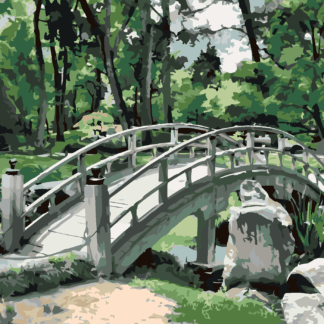 Malování podle čísel - JAPONSKO MOST U LESA Rozměr: 80x100 cm, Rámování: bez rámu a bez vypnutí plátna