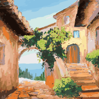 Malování podle čísel - DOMEČEK U MOŘE Rozměr: 40x50 cm, Rámování: vypnuté plátno na rám