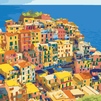 Malování podle čísel - DOMY V NÁRODNÍM PARKU CINQUE TERRE Rozměr: 80x100 cm, Rámování: vypnuté plátno na rám