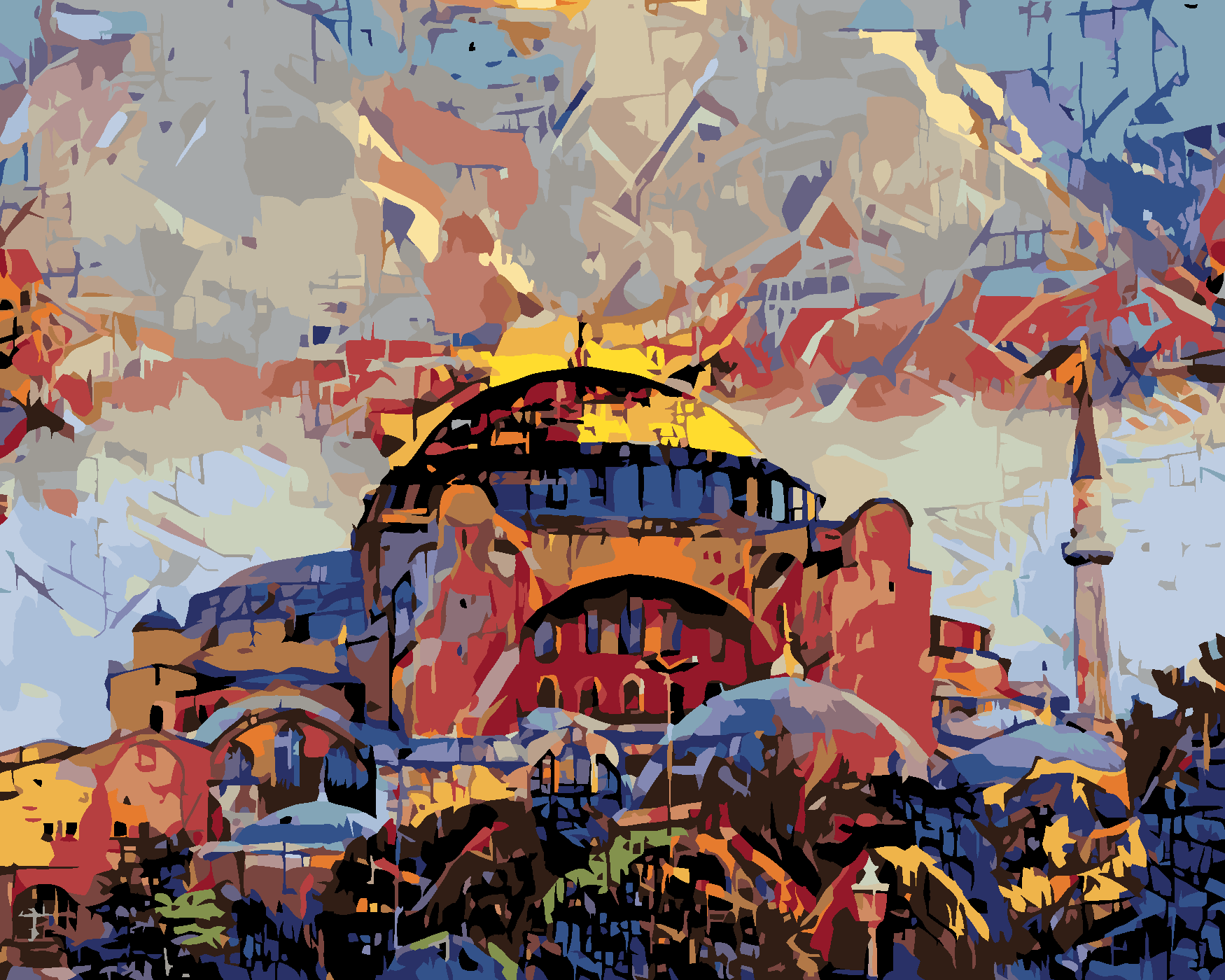 Malování podle čísel - MUZEUM HAGIA SOPHIA V ISTANBULU Rozměr: 40x50 cm, Rámování: vypnuté plátno na rám