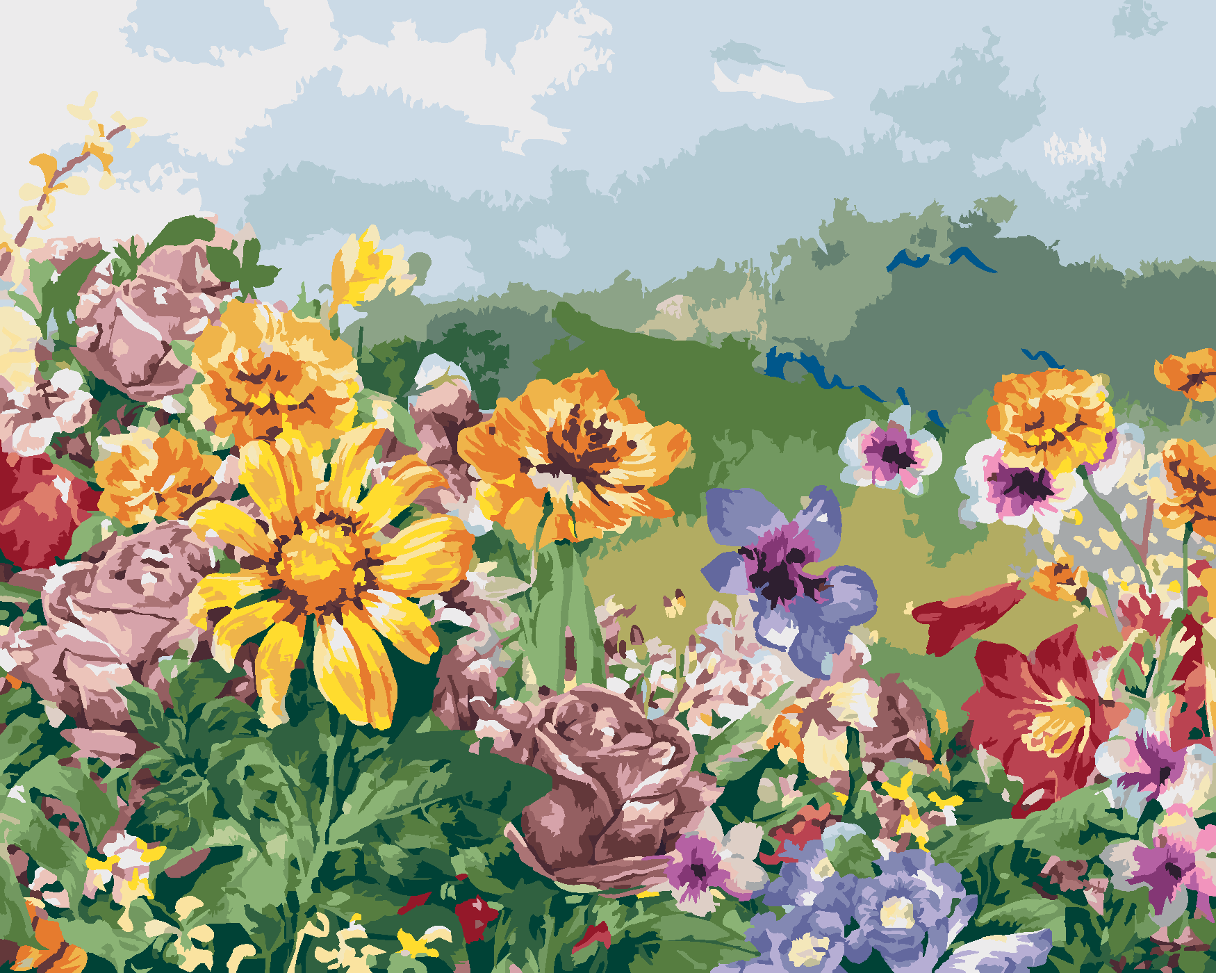 Malování podle čísel - LUČNÍ KVÍTÍ Rozměr: 40x50 cm, Rámování: bez rámu a bez vypnutí plátna
