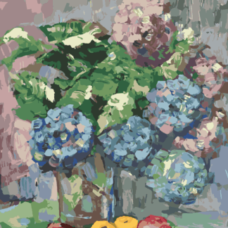 Malování podle čísel - KYTICE HORTENZIÍ Rozměr: 40x50 cm, Rámování: bez rámu a bez vypnutí plátna