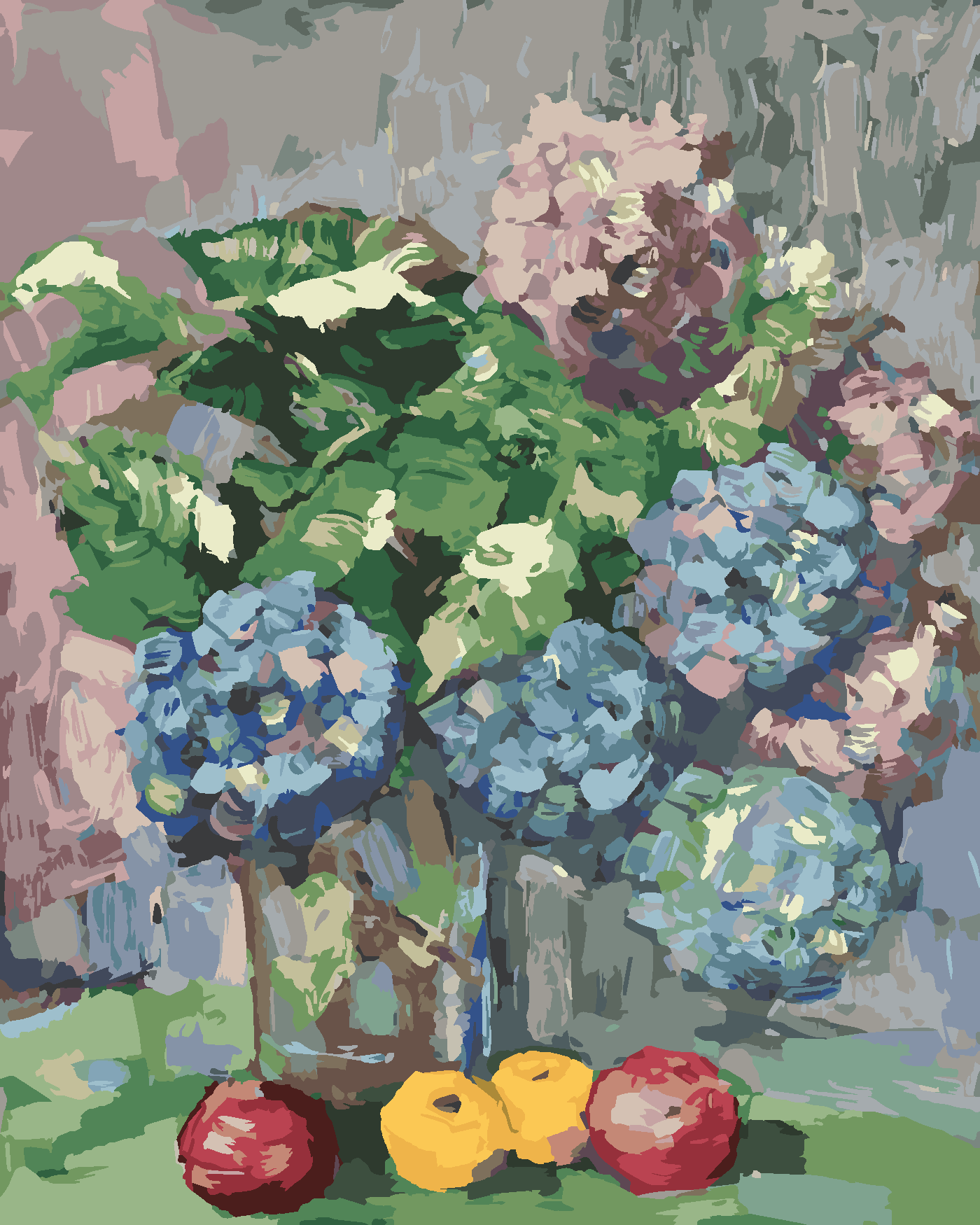 Malování podle čísel - KYTICE HORTENZIÍ Rozměr: 40x50 cm, Rámování: bez rámu a bez vypnutí plátna