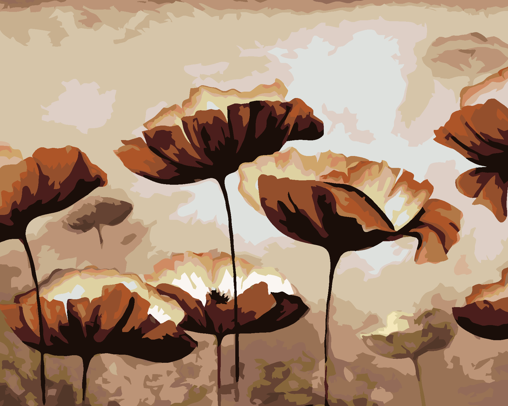Malování podle čísel - KVĚTY VLČÍHO MÁKU Rozměr: 40x50 cm, Rámování: bez rámu a bez vypnutí plátna