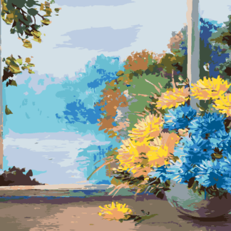 Malování podle čísel - KYTICE JARNÍCH KVĚTIN U OKNA Rozměr: 40x50 cm, Rámování: bez rámu a bez vypnutí plátna