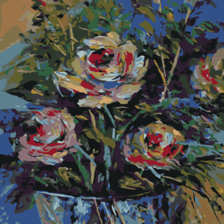 Malování podle čísel - RŮŽE V KBELÍKU Rozměr: 40x50 cm, Rámování: bez rámu a bez vypnutí plátna