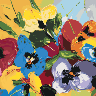 Malování podle čísel - MIX BAREVNÝCH KVĚTIN Rozměr: 80x100 cm, Rámování: vypnuté plátno na rám