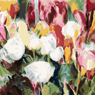 Malování podle čísel - PLNO RŮŽÍ A TULIPÁNŮ Rozměr: 80x100 cm, Rámování: bez rámu a bez vypnutí plátna