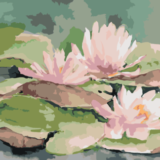 Malování podle čísel - RŮŽOVÉ JAPONSKÉ LEKNÍNY Rozměr: 40x50 cm, Rámování: bez rámu a bez vypnutí plátna
