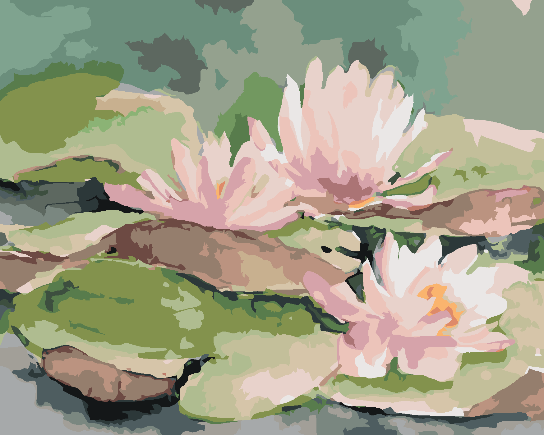 Malování podle čísel - RŮŽOVÉ JAPONSKÉ LEKNÍNY Rozměr: 40x50 cm, Rámování: bez rámu a bez vypnutí plátna
