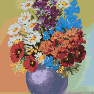 Malování podle čísel - KVĚTINY V MODRÉ VÁZE Rozměr: 40x50 cm, Rámování: bez rámu a bez vypnutí plátna