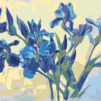Malování podle čísel - KOSATCE NA SVĚTLÉM POZADÍ Rozměr: 40x50 cm, Rámování: vypnuté plátno na rám