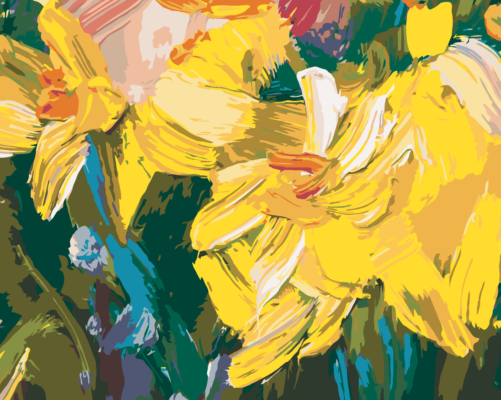 Malování podle čísel - Malování podle čísel - ŽLUTÉ NARCISY Rozměr: 40x50 cm, Rámování: vypnuté plátno na rám