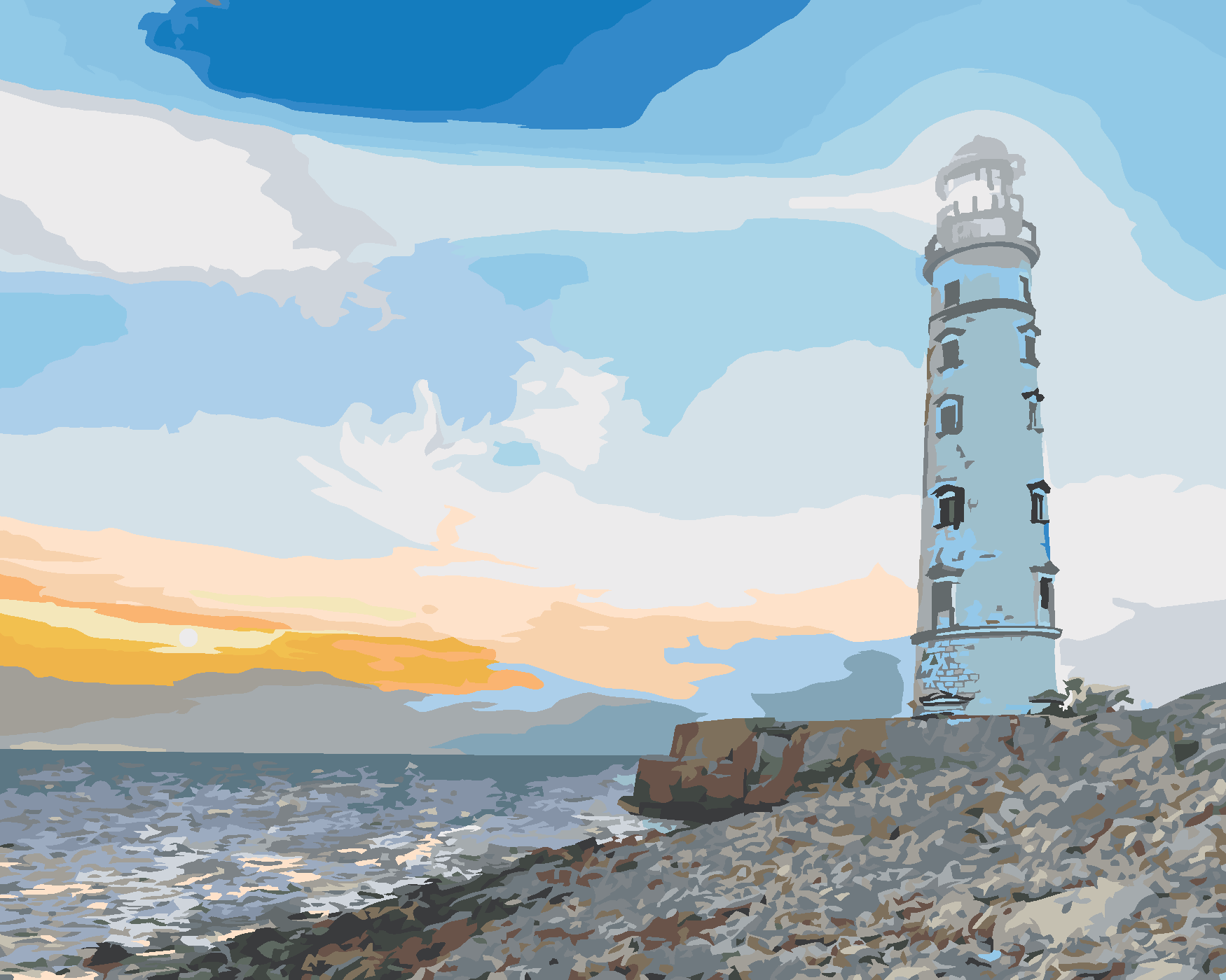 Malování podle čísel - SVÍTÍCÍ MAJÁK U MOŘE Rozměr: 40x50 cm, Rámování: bez rámu a bez vypnutí plátna