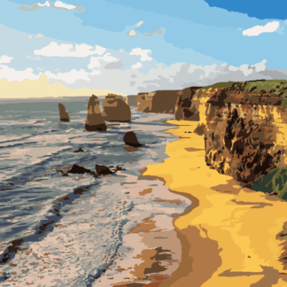 Malování podle čísel - ZÁPAD SLUNCE NAD DVANÁCTI APOŠTOLY AUSTRÁLIE Rozměr: 80x100 cm, Rámování: vypnuté plátno na rám