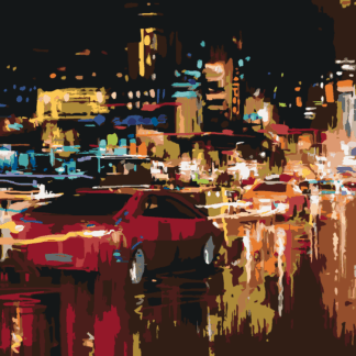 Malování podle čísel - OSVĚTLENÉ NOČNÍ MĚSTO Rozměr: 80x100 cm, Rámování: vypnuté plátno na rám