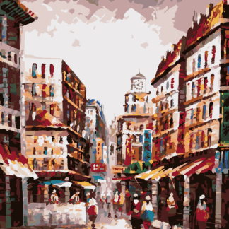 Malování podle čísel - ULIČKA V HONG KONGU Rozměr: 40x50 cm, Rámování: bez rámu a bez vypnutí plátna